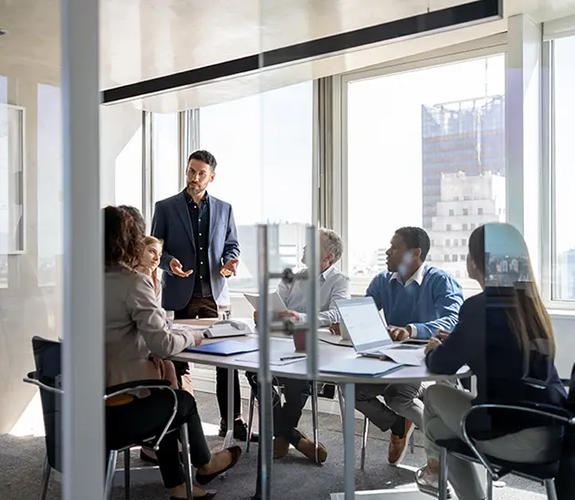 staff in a brightly lit modern office